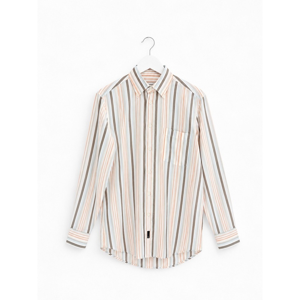 Zegna Sport Men's Multi-Stripe Long Sleeve Button-Down Shirt Chest Pocket